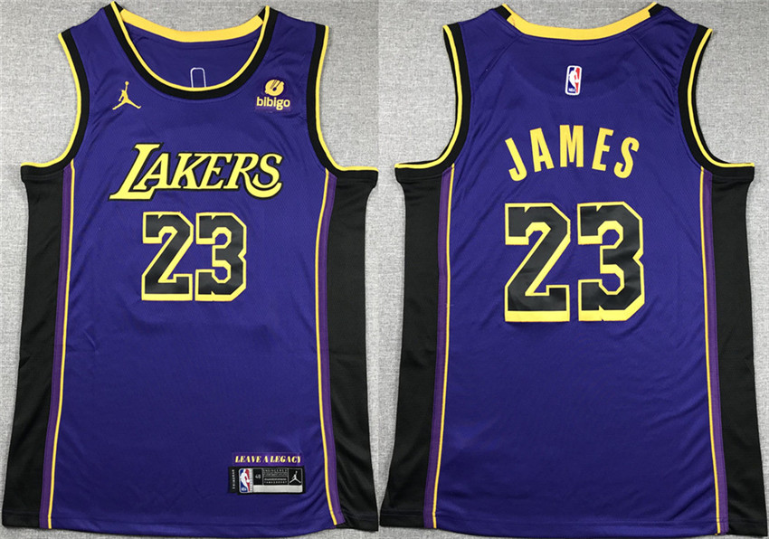 Men's Purple Los Angeles Lakers #23 LeBron James Stitched Basketball Jersey